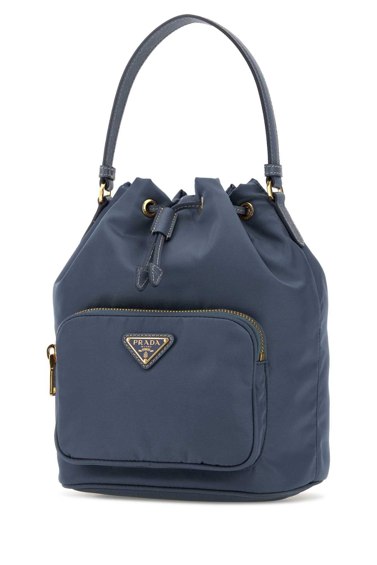 PRADA Blue Vino Soft Leather Tote Shoulder Bag