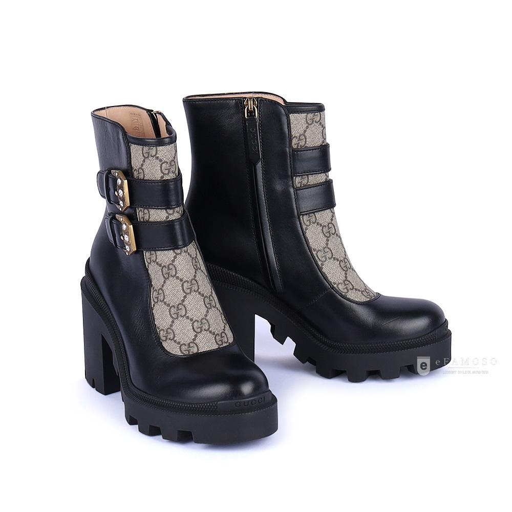 GUCCI GG Crystal Buckle Ankle Heel Boots 701100 UVV20 1182