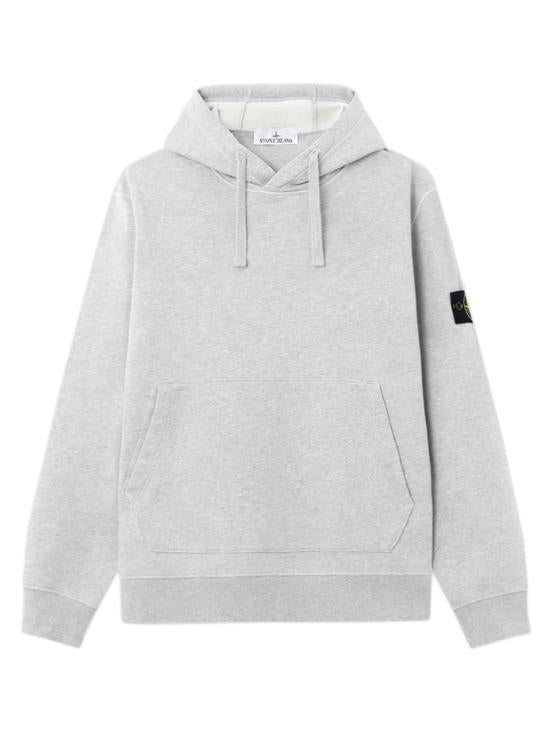STONE ISLAND Dust Grey Melange Cotton Logo Hoodie Sweat L2S156100062 S0M51 V0M64