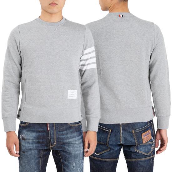 THOM BROWNE Logo Patch Engineered 4-Bar Crewneck Sweatshirt Gray