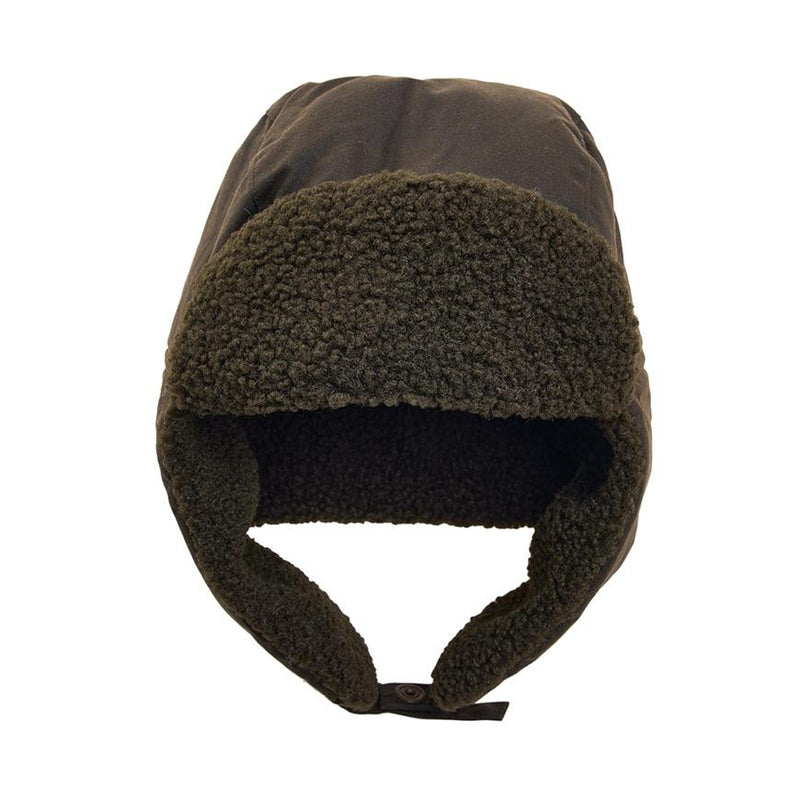 Barbour Olive Waxed Cotton Trapper Hat for Men