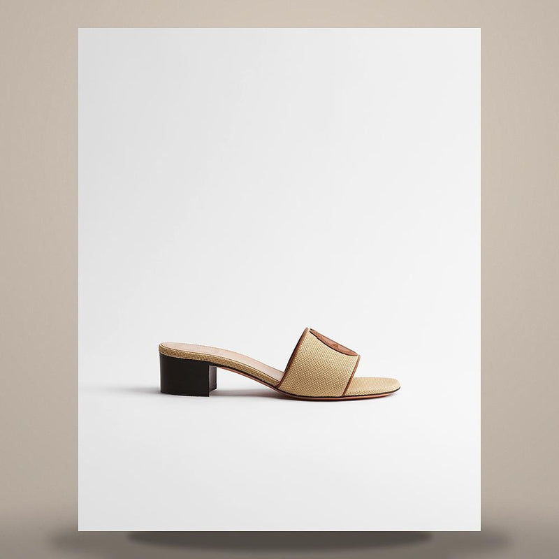 DIOR Dioriviera Medallion Heel Slides Natural Embroidered Cotton KCO728LEC S07J