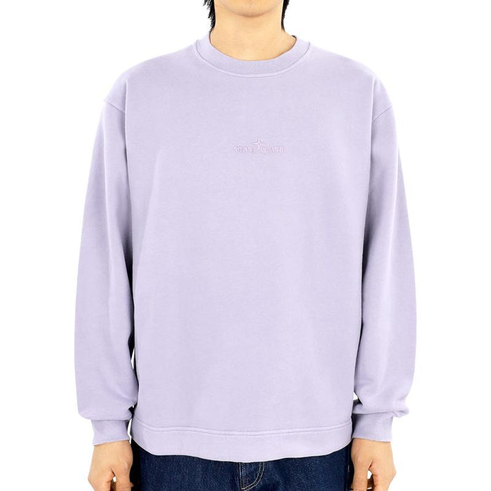 STONE ISLAND Lavender Cotton Embroidered Logo Men’s Sweatshirt