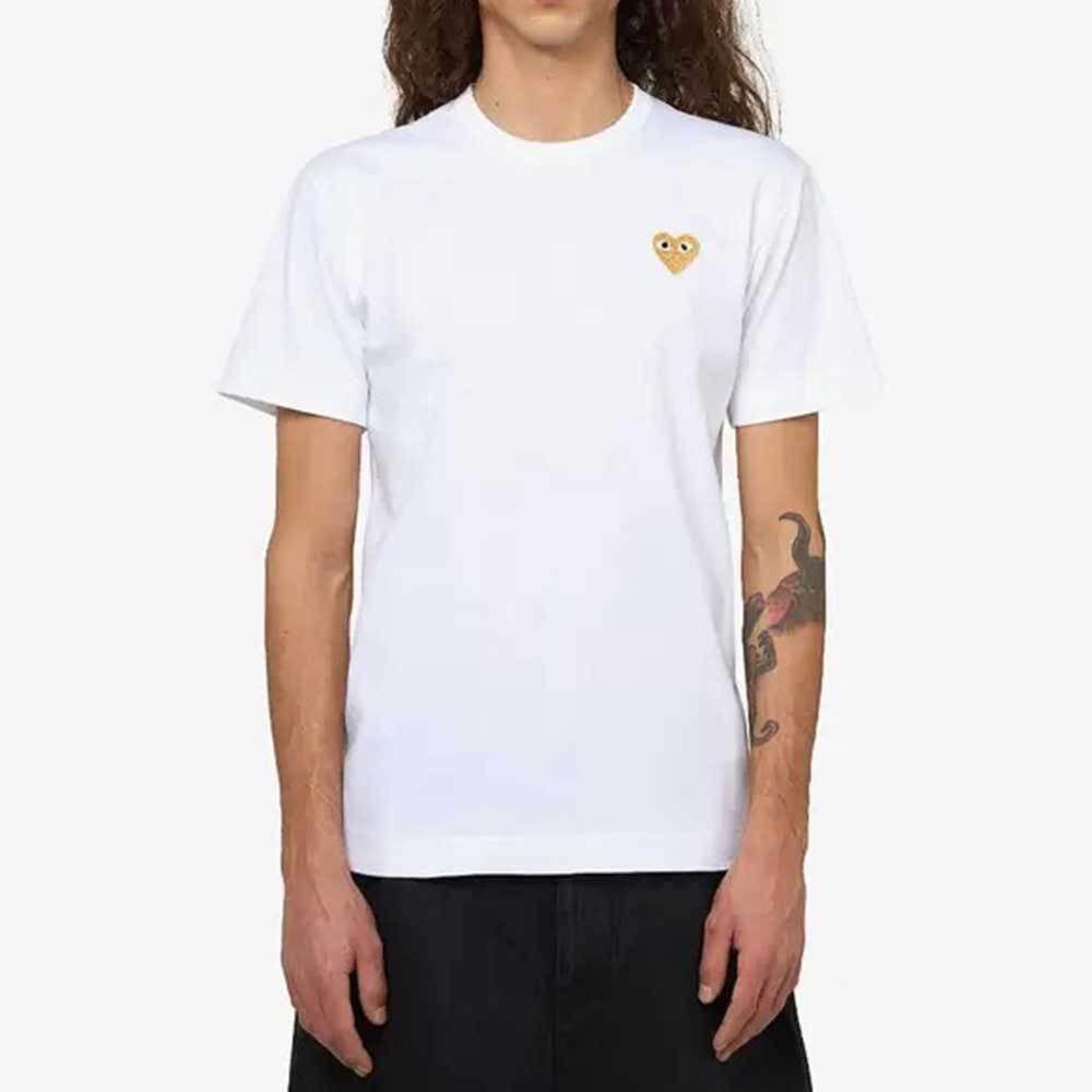 Comme des Garcons Gold Heart Unisex White Short Sleeve T-Shirt