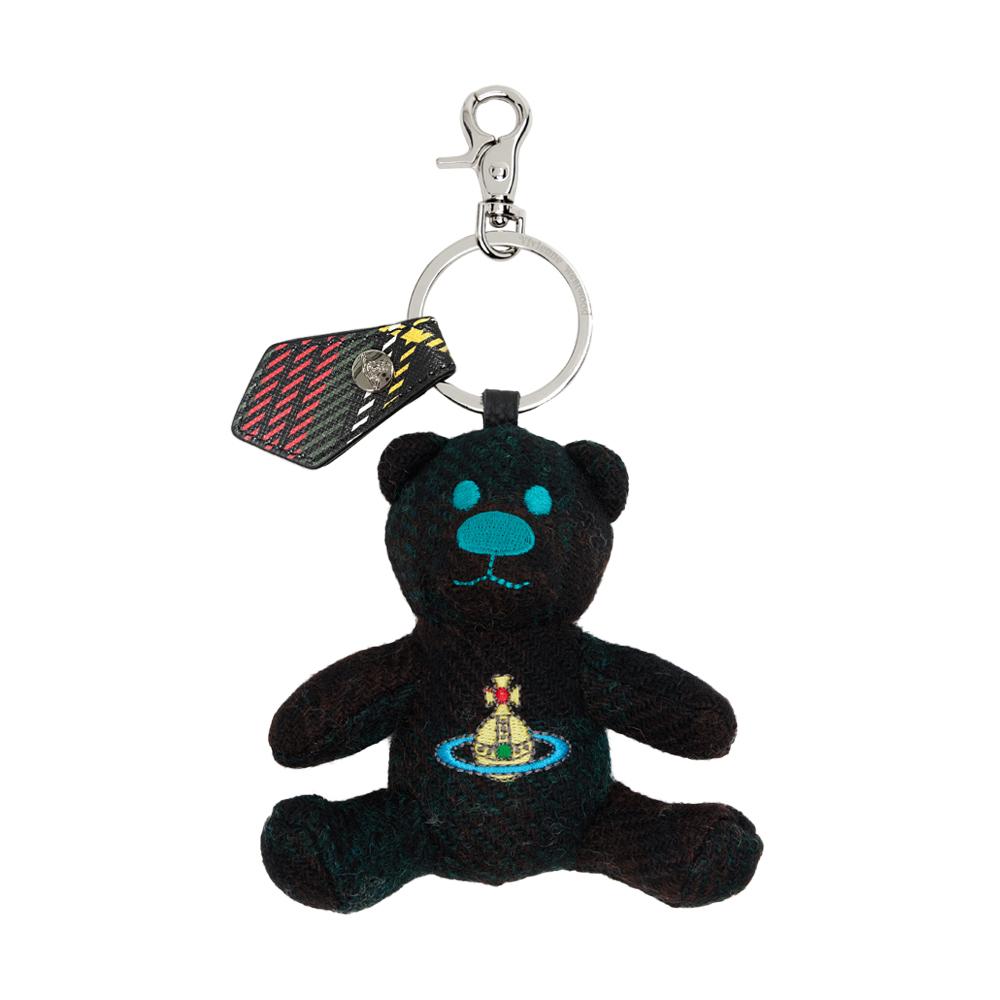 Vivienne Westwood Harris Tweed Teddy Bear Keyring 82120005U W018E K201