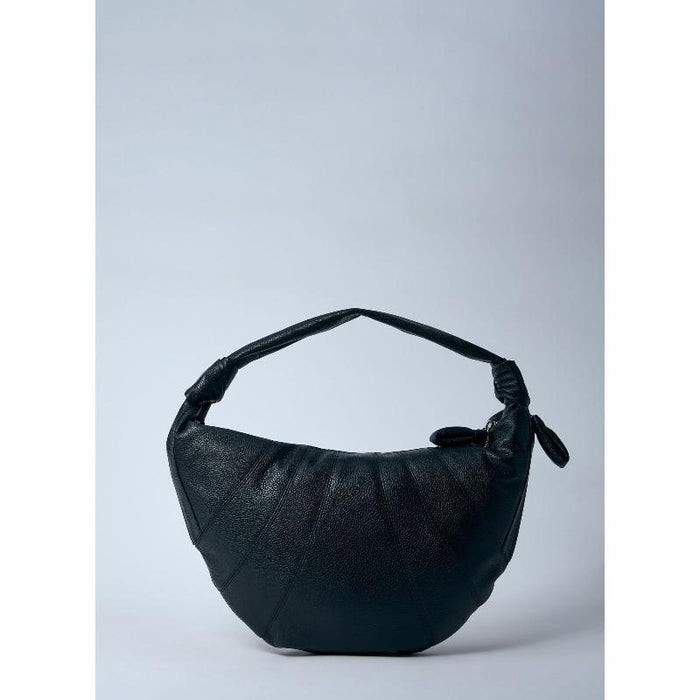 Lemaire Fortune Grain Leather Croissant Shoulder Bag Black