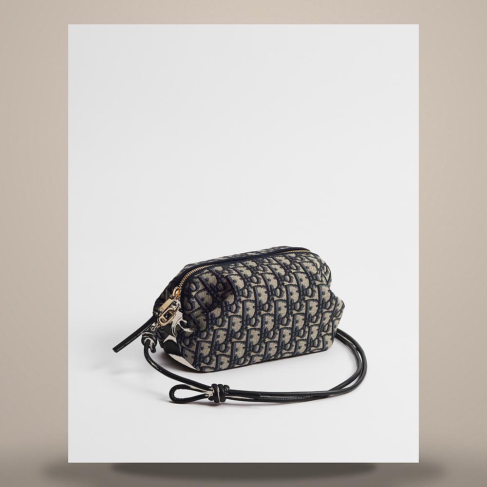DIOR Blue Dior Oblique Jacquard Bow Pouch Shoulder Bag