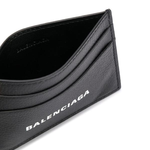 BALENCIAGA Everyday Logo Card Holder Unisex Black Leather