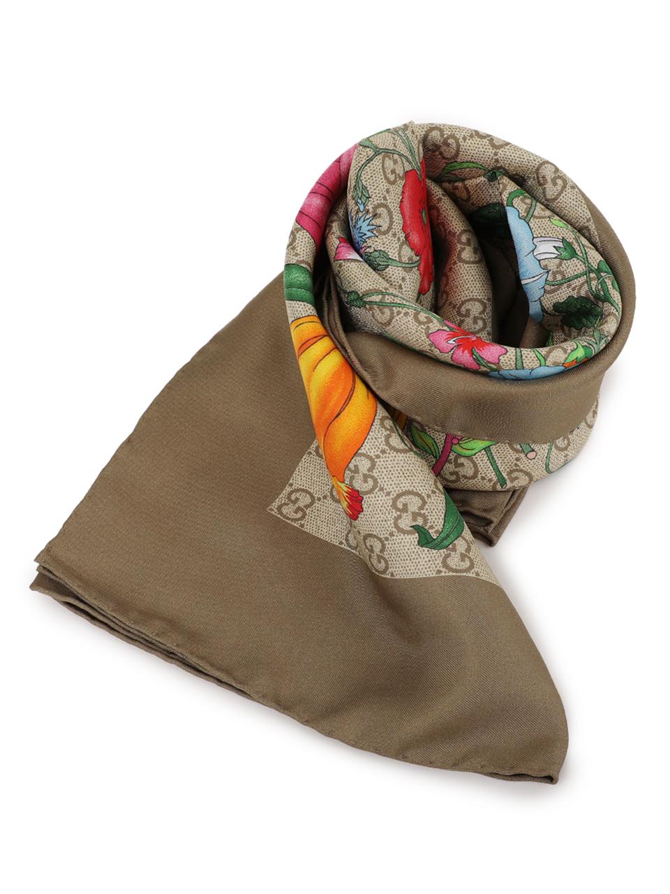 GUCCI Print GG Silk Twill Carré Scarf