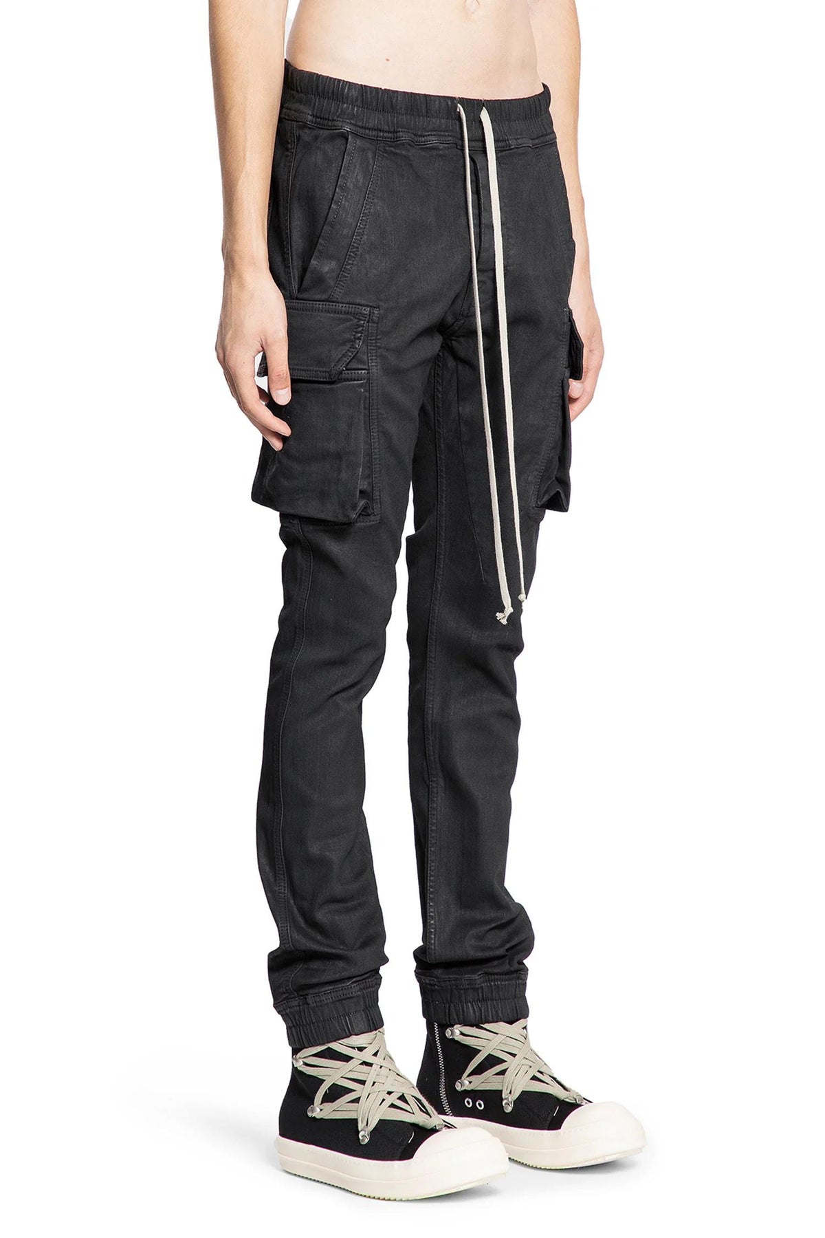 Rick Owens DRKSHDW Black Waxed Stretch Denim Mastodon Cut Sweatpants