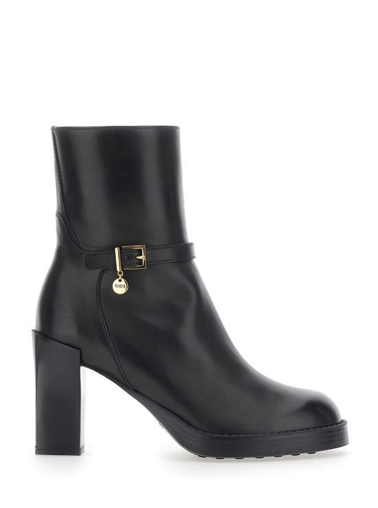 Tods Black Leather Ankle Boots
