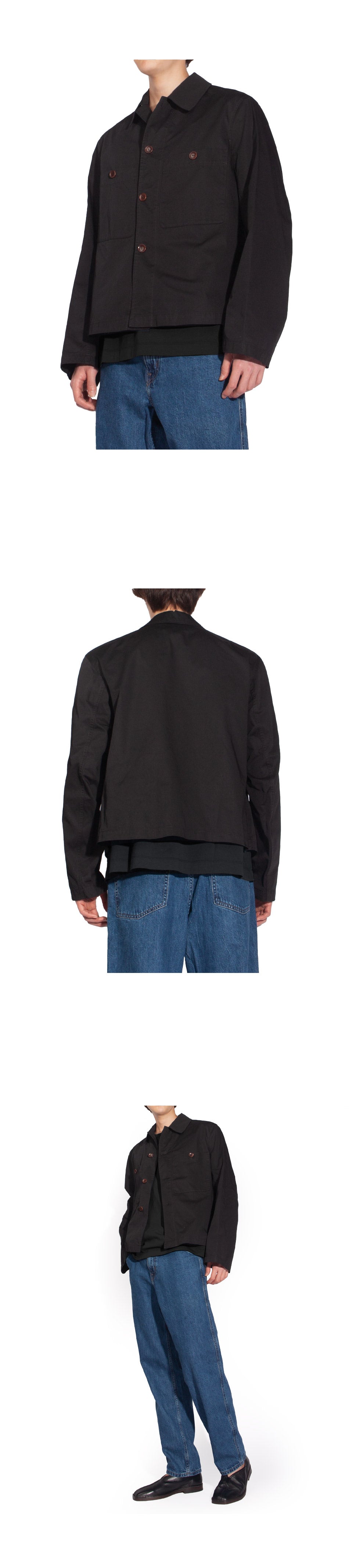 Lemaire Men's Military Long Sleeve Overshirt OW1009 LF1005 BK999