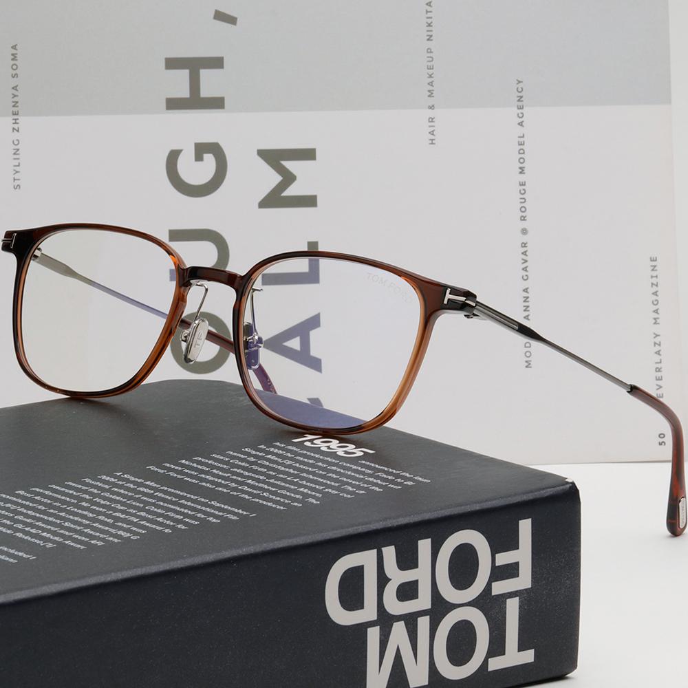 TOM FORD Blue Light Blocking Square Glasses Frame Asian Fit Transpa TF5923KB 045