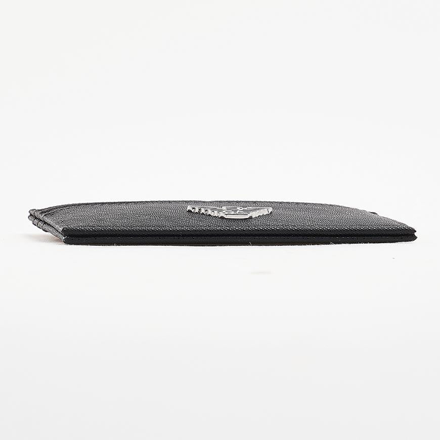Emporio Armani Men’s Logo Leather Card Holder Wallet Navy