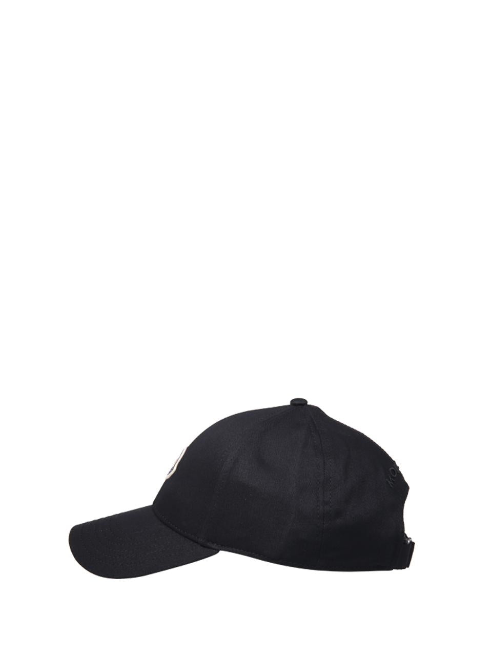 Moncler Black Cotton Logo Baseball Cap