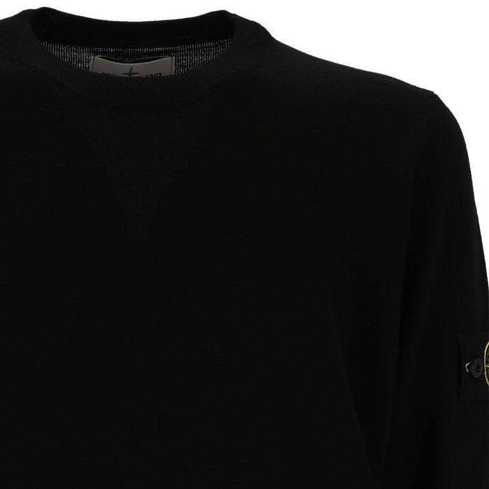 STONE ISLAND Wool Round Neck Knit Sweater Black 7715510C4 V0029