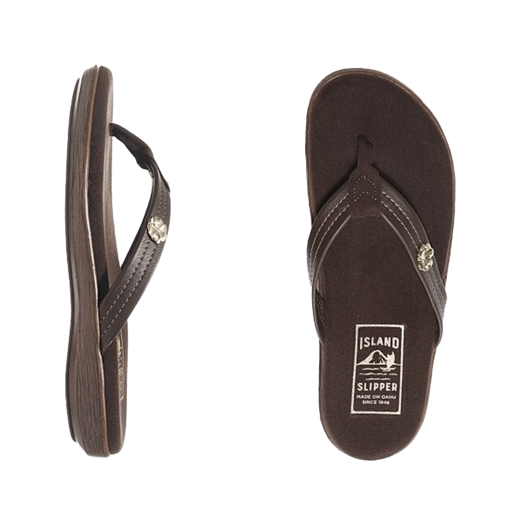ISLAND SLIPPER Leather Flip-Flop Thong Sandals for Women DT7220FBROW