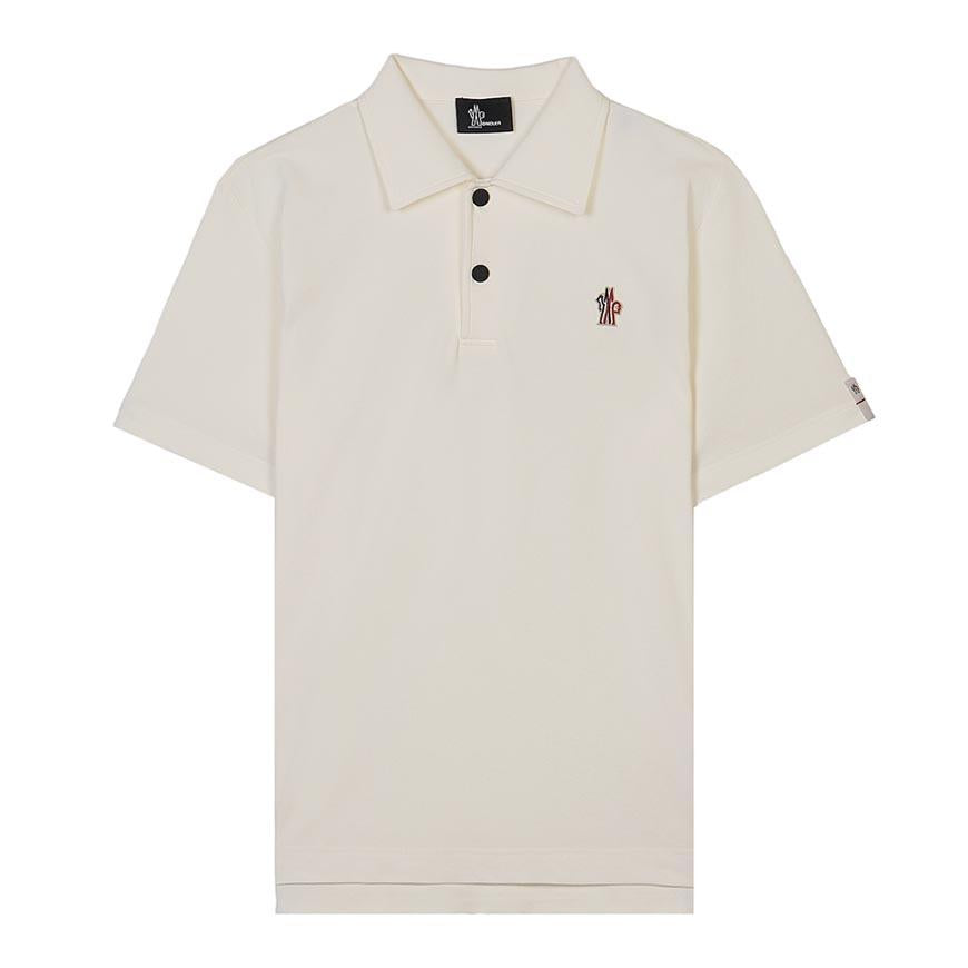 Moncler Logo Patch Polo Shirt Men White Cotton