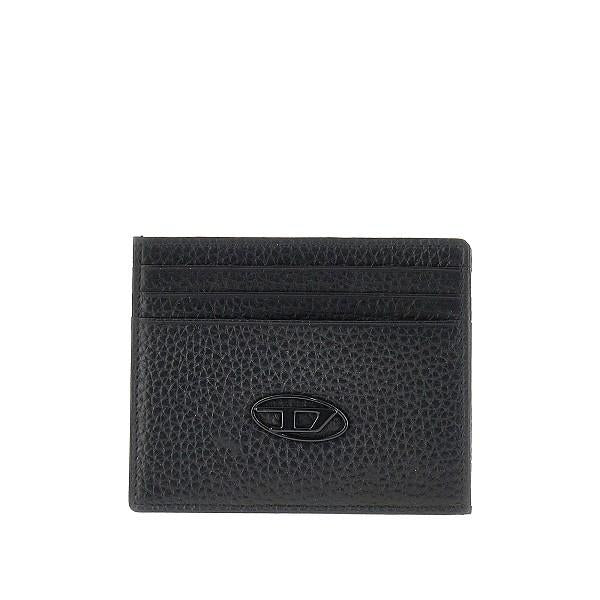 DIESEL Black Leather Card Holder Wallet for Men