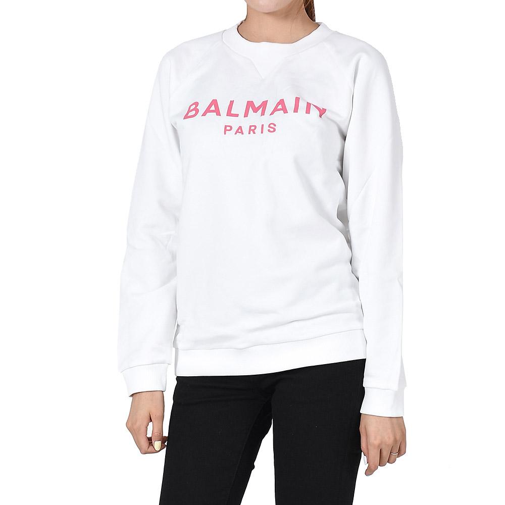 Balmain Logo Print Relaxed Fit Sweatshirt White