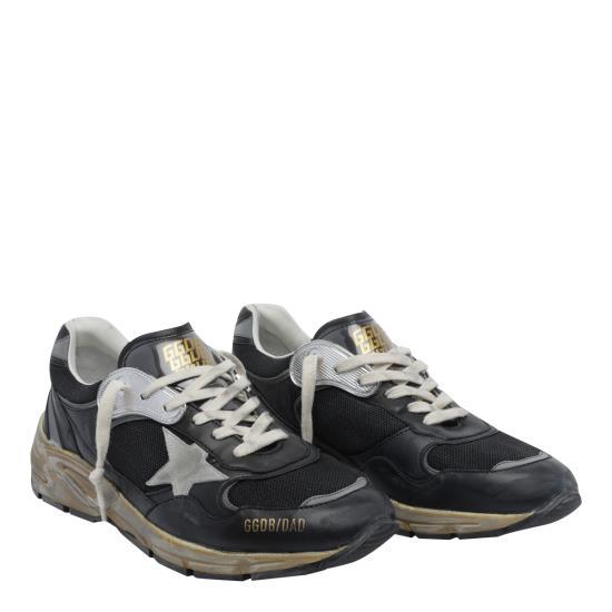 GOLDEN GOOSE Black Silver Leather Sneakers for Men