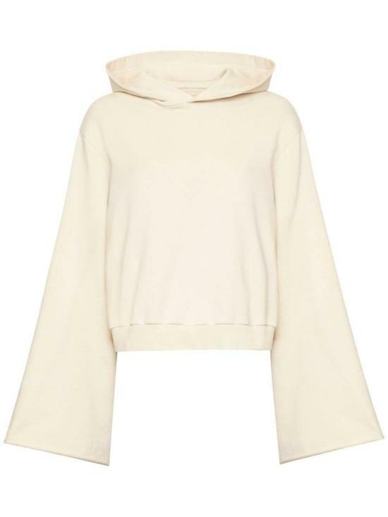 MM6 wide sleeve hoodie women white cotton sweatshirt