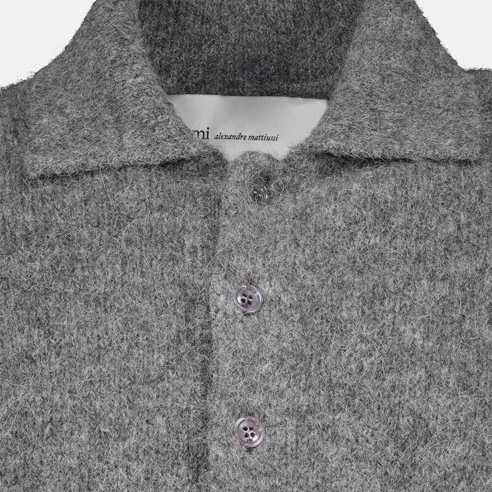 AMI Alpaca Long Sleeve Polo Knit Sweater Men’s Round Neck
