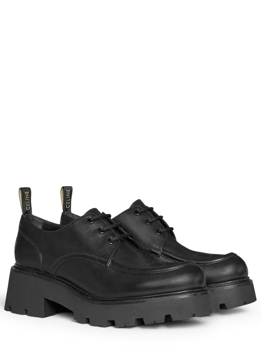 CELINE Black Leather Oxford Dress Shoes for Women