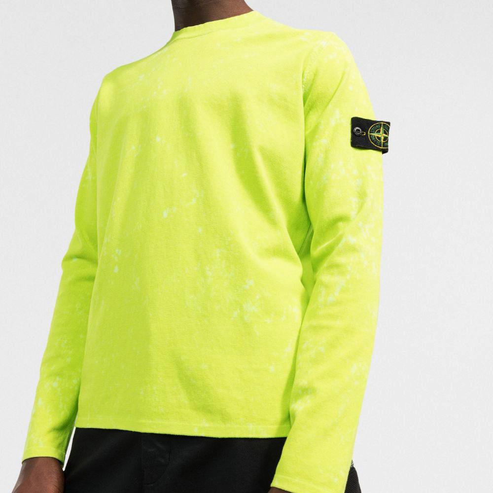 STONE ISLAND Tie-Dye Patch Crewneck Knit Sweater Lime 7615555D9 V0031