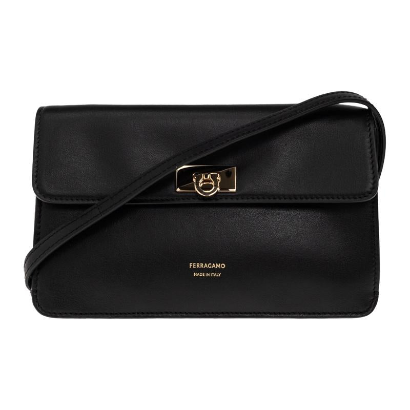 Ferragamo Gancini Leather Clutch Crossbody Bag