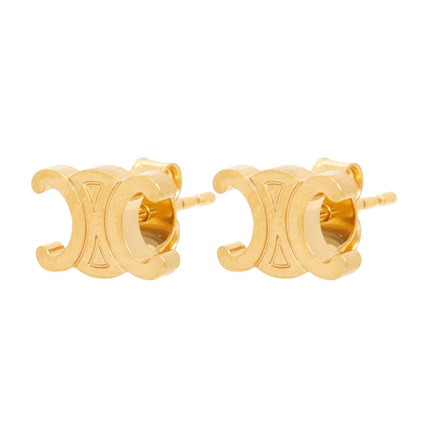 CELINE Triomphe Women's Earrings Gold-Tone