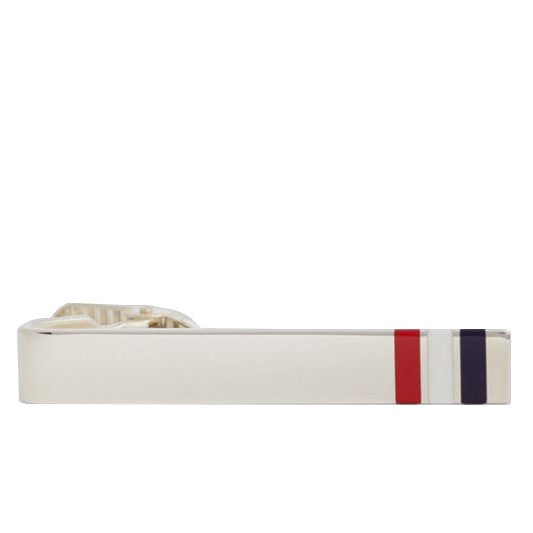 THOM BROWNE Tricolor Stripe Long Silver Tie Bar Tie Clip MZT001B 00002 960