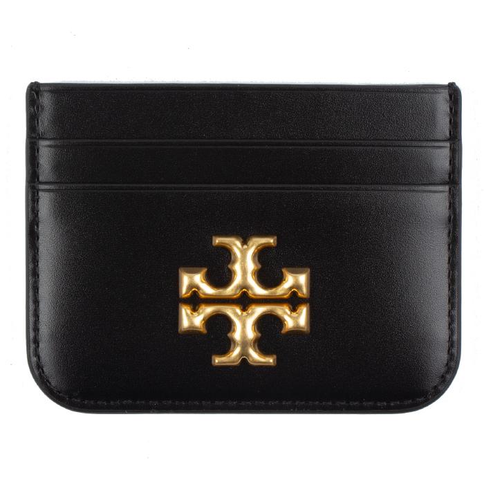 Tory Burch Eleanor Logo Leather Card Holder Black Women