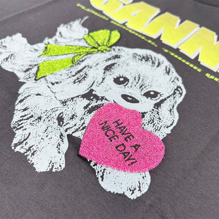 GANNI Poodle Graphic Black Short-Sleeve T-Shirt