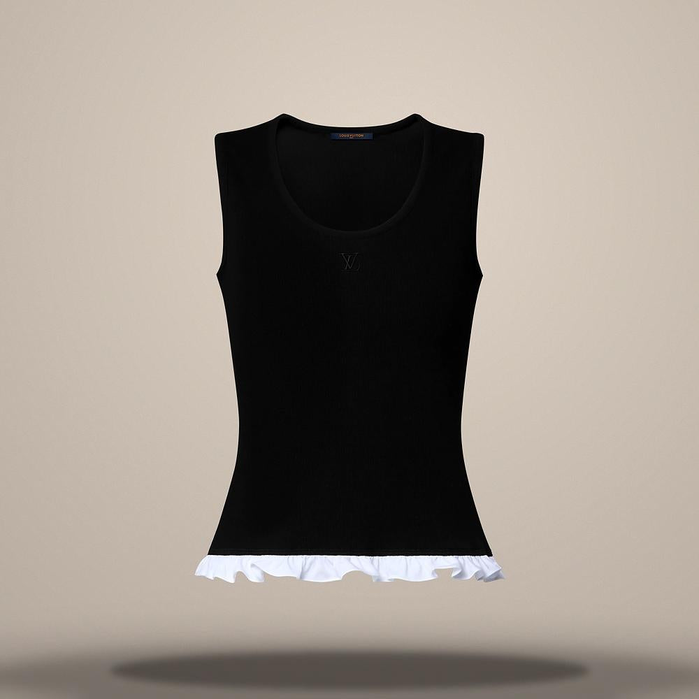Louis Vuitton Women's Ruffle Hem Black Tank Top 1AKEPE