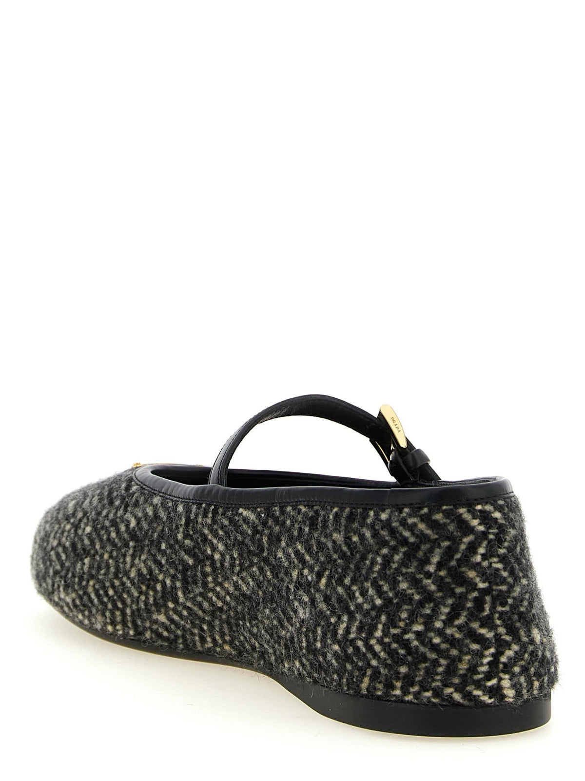 PRADA Black Leather Pointed Toe Flat Shoes