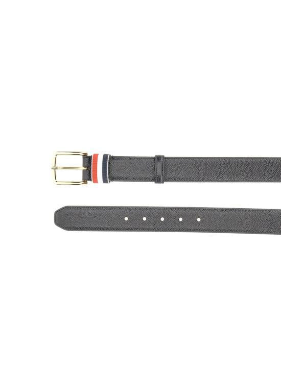 THOM BROWNE Pebbled Calfskin Leather Belt MCX039A 00198 001 BLACK DOM