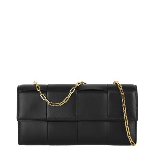 Bottega Veneta Black Intrecciato Chain Shoulder Bag