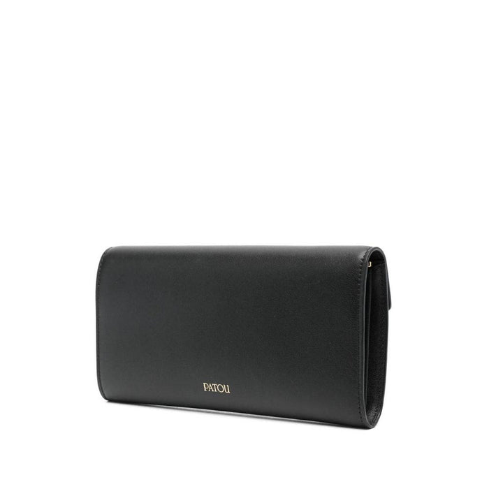 PATOU Chain Clutch Crossbody Shoulder Bag Black Leather