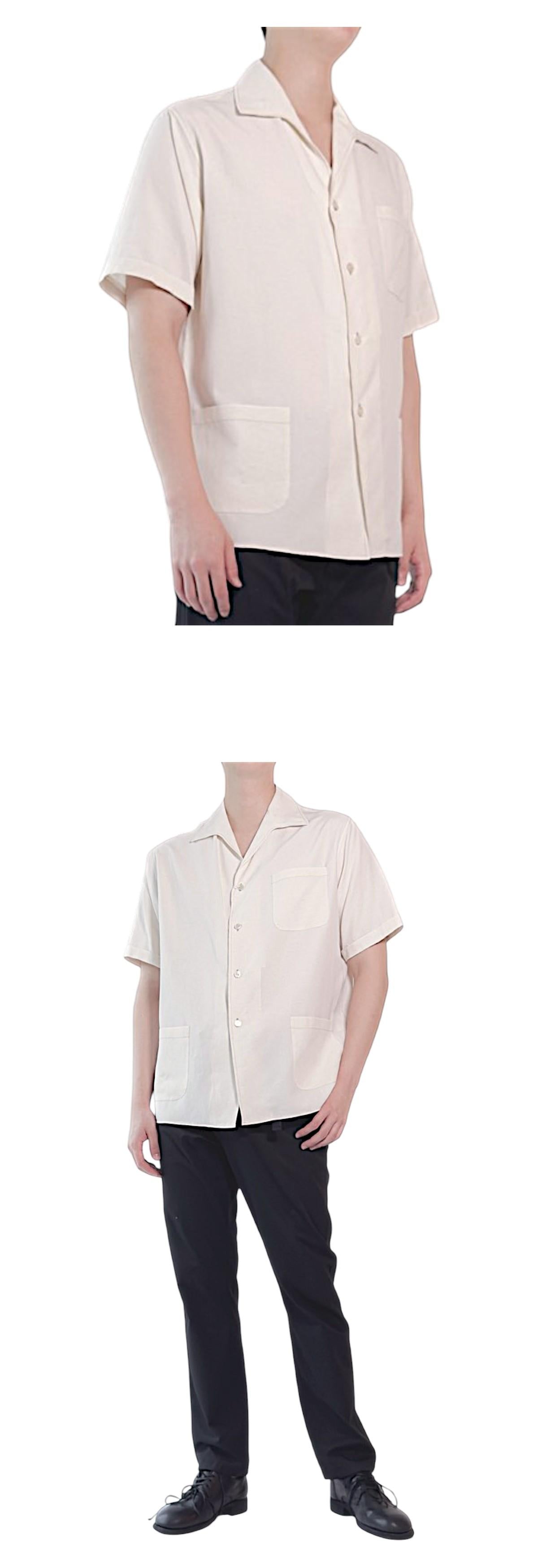Maison Margiela Stitch Logo Rayon Twill Short Sleeve Shirt Black