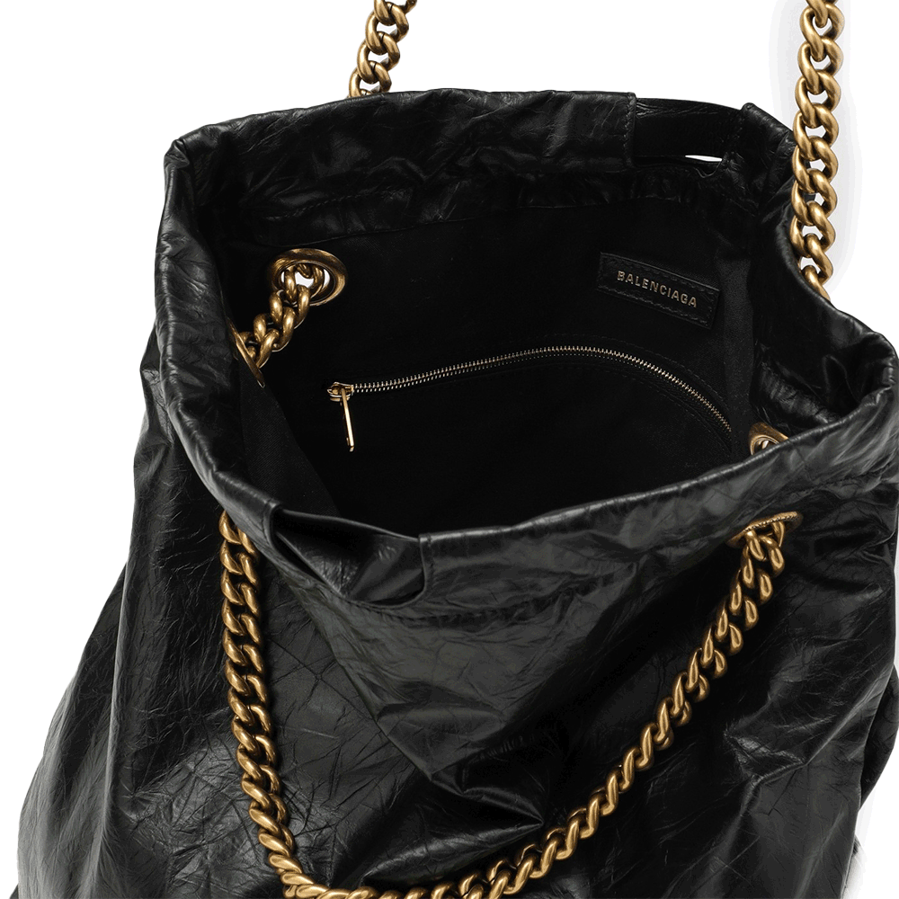 BALENCIAGA Canvas Crush Medium Tote Bag Black Unisex
