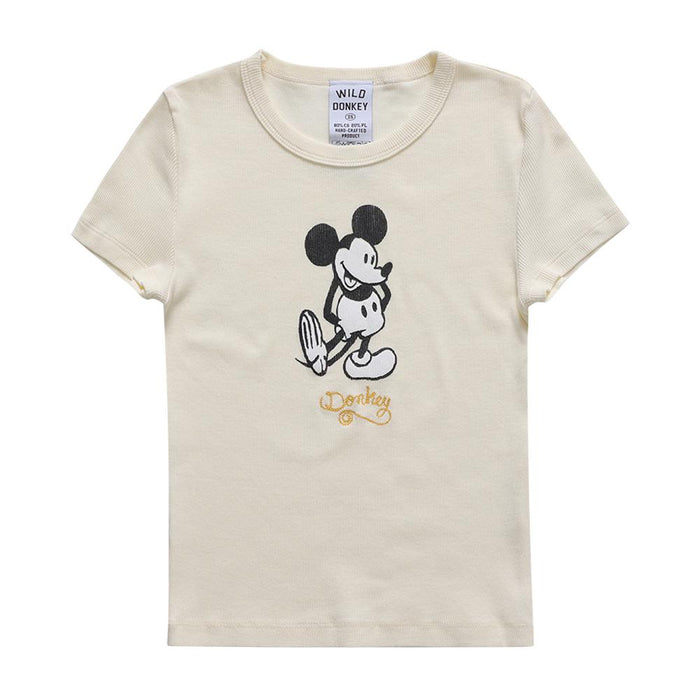 Wild Donkey Cream Unisex Short Sleeve T-Shirt Mickey Print