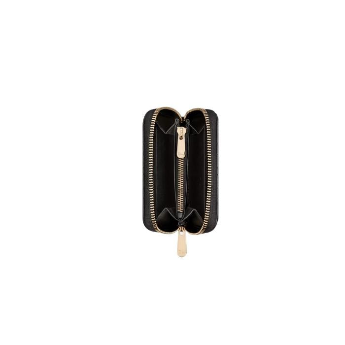 DIOR Lady Dior Voyageur Coin Purse Black Leather Wallet