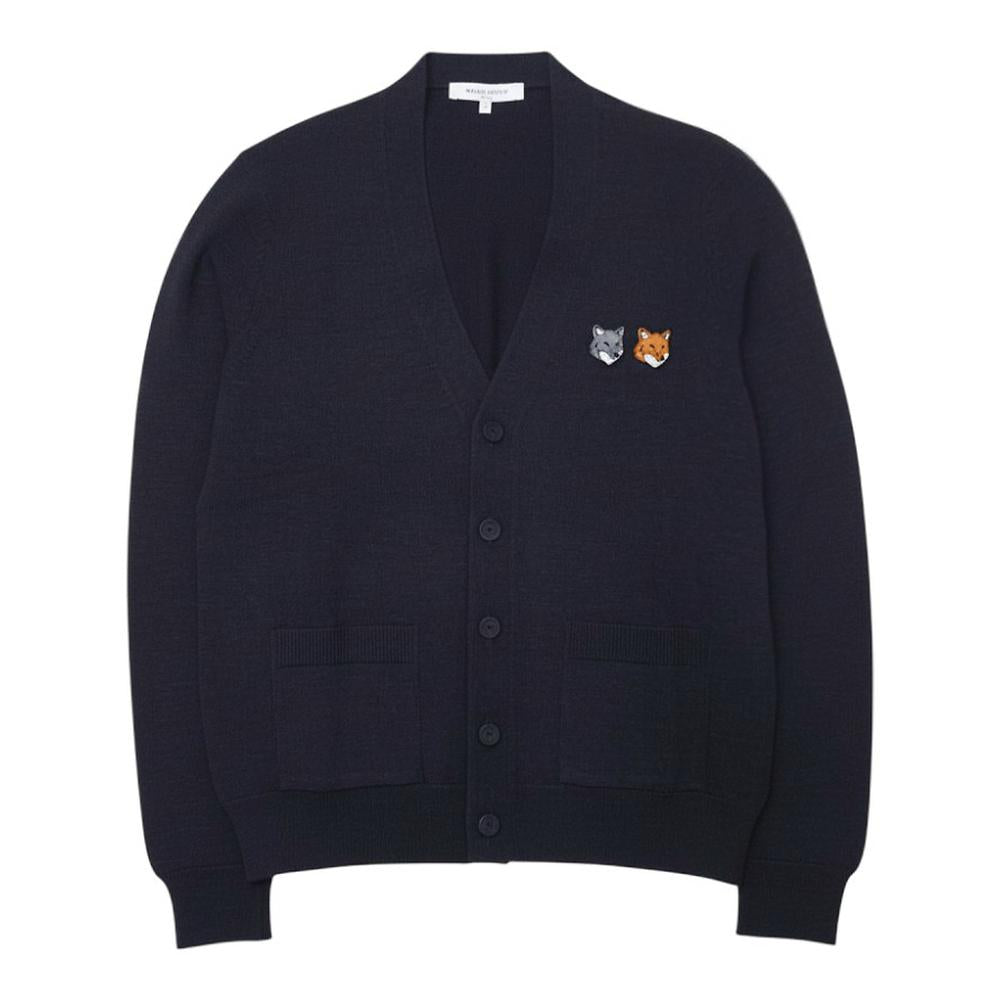 Maison Kitsune Double Fox Logo Wool Cardigan for Men