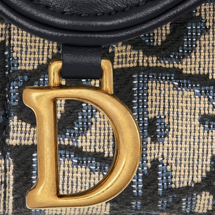 DIOR Saddle Bloom Blue Leather Card Holder Wallet S5611CNKO M928