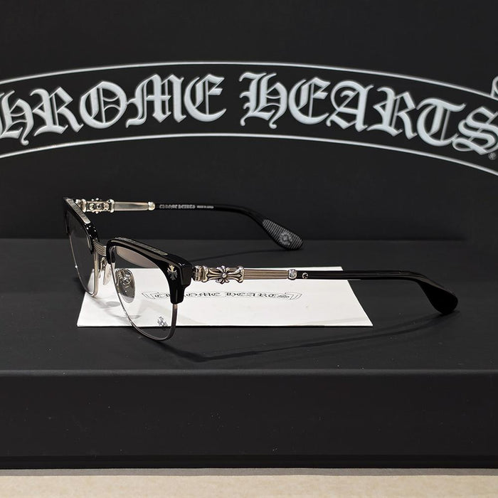 Chrome Hearts Black Glossy Silver-Tone Bonen Neuscher 2 Eyeglasses