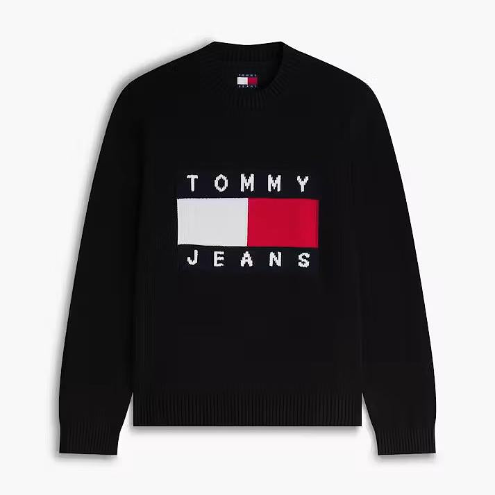 TOMMY HILFIGER Black Flag Crewneck Sweater Men’s Knit