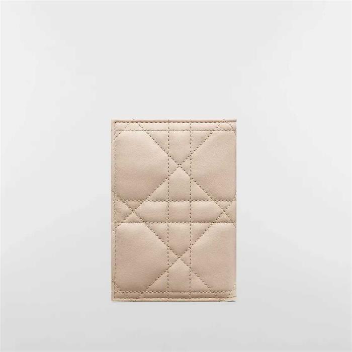 DIOR Miss Caro Leather Passport Holder Wallet Gray
