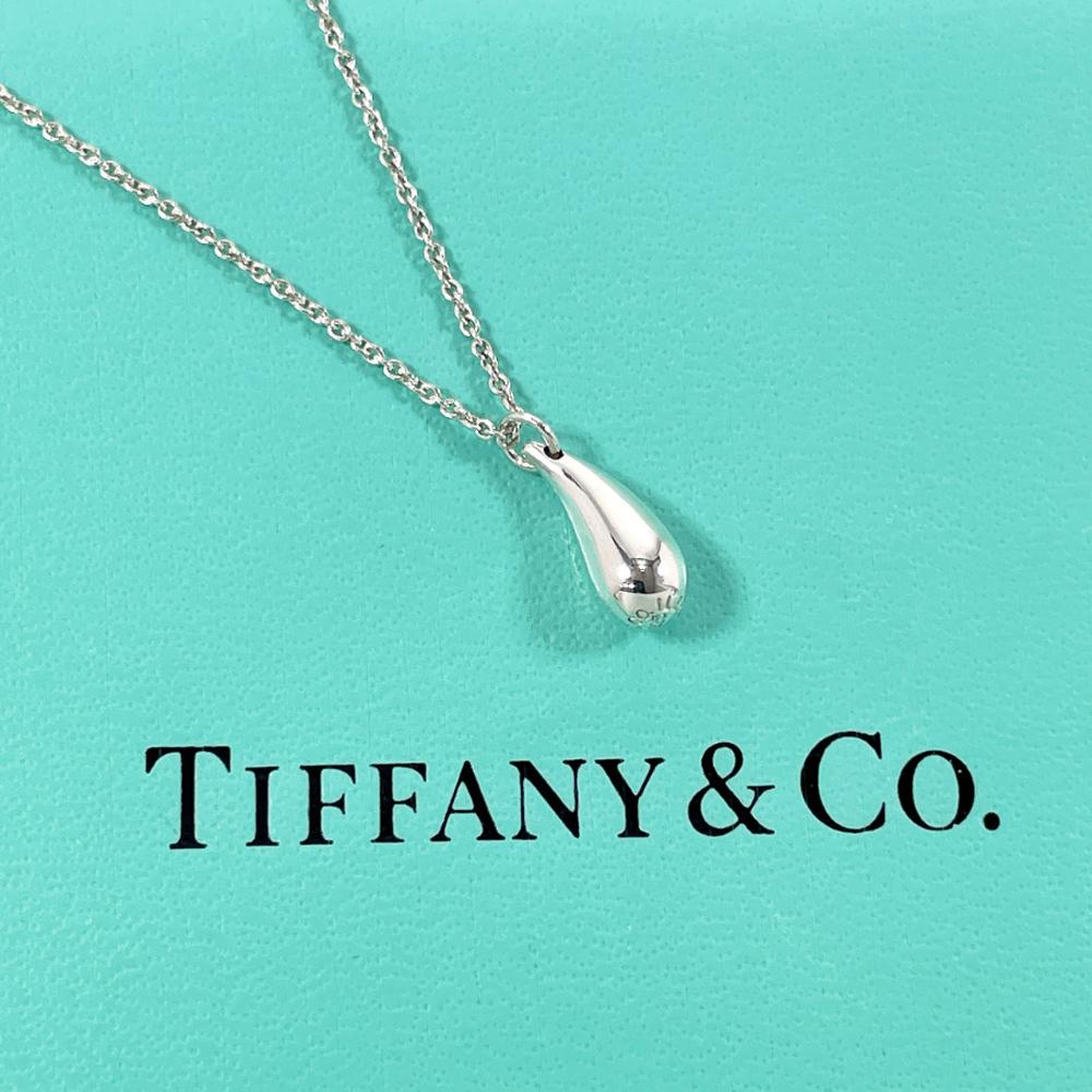 Tiffany & Co 925 Sterling Silver Tear Drop 9mm Pendant Necklace