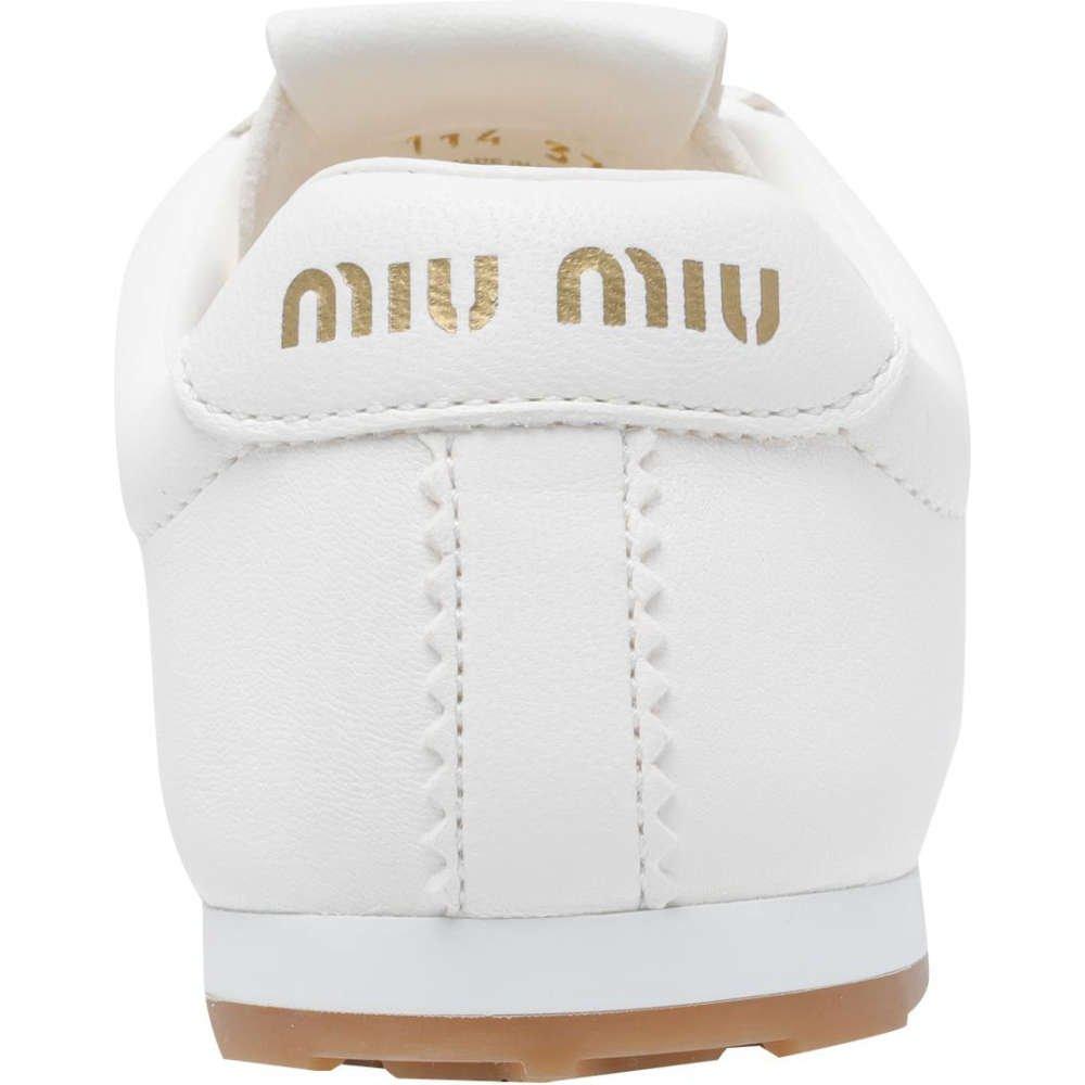 Miu Miu Ivory Nappa Leather Low-Top Women’s Sneakers